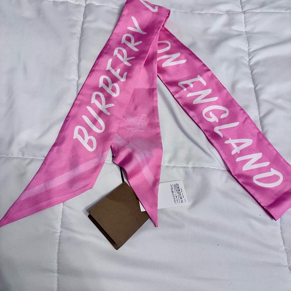 Burberry Pink Logo Silk Scarf